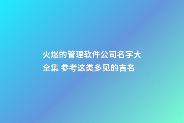 火爆的管理软件公司名字大全集 参考这类多见的吉名-第1张-公司起名-玄机派